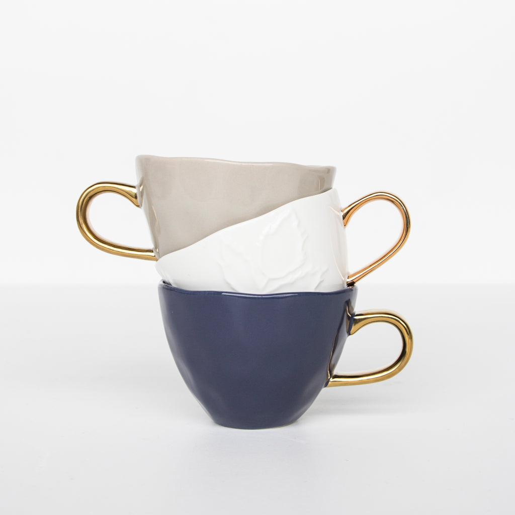 Goedemorgen kopje cappuccino / thee Ø11 cm - Grijze Morn (set van 4)