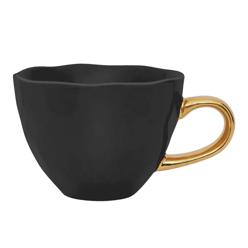 Good Morning kopje Cappuccino / Thee Ø11 cm - Zwart (set van 4)