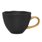 Good Morning kopje Cappuccino / Thee Ø11 cm - Zwart (set van 4)