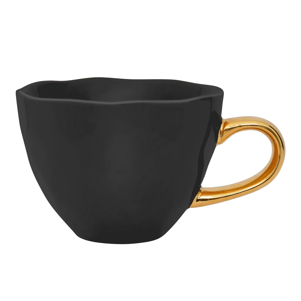 Good Morning kopje Cappuccino / Thee Ø11 cm - Zwart (set van 4)