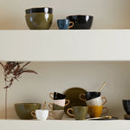Good Morning kopje Cappuccino / Thee Ø11 cm - Zwart (set van 4)