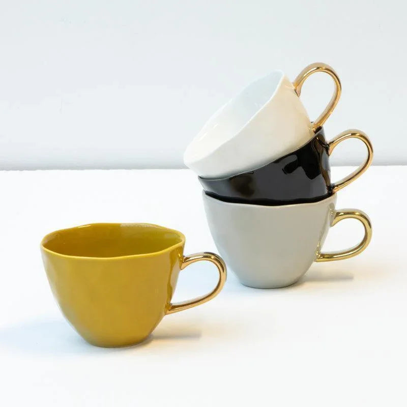 Good Morning kopje cappuccino/thee Ø11 cm - ambergroen (set van 4)