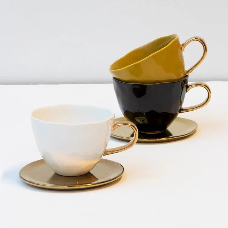 Good Morning kop Cappuccino / Thee Ø11 cm - Wit (set van 4)