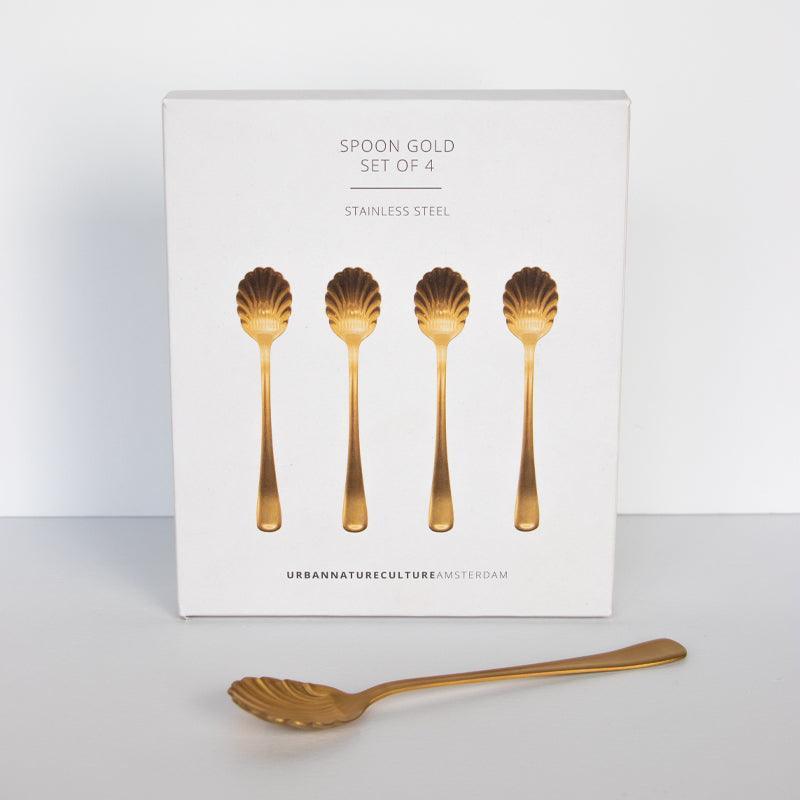 Set van 4 gouden lepels in geschenkverpakking