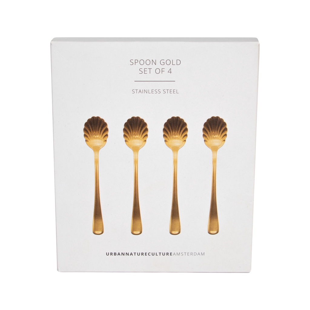 Set van 4 gouden lepels in geschenkverpakking
