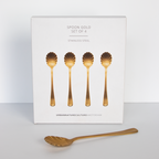Set van 4 gouden lepels in geschenkverpakking