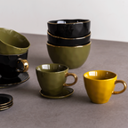 Good morning - koffiekopje Ø8 cm - dennegroen (set van 4)