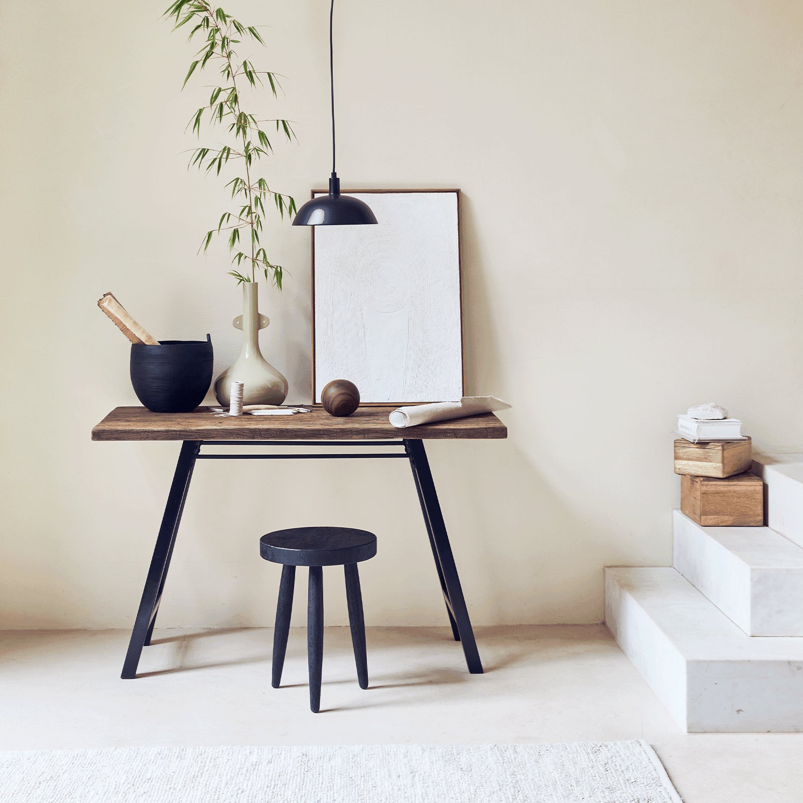 Wandtafel van gerecycled hout en acaciahout