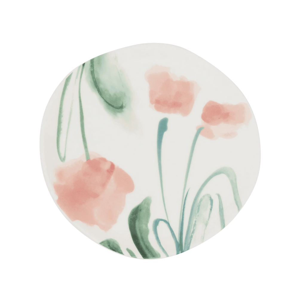 Good Morning bord Ø17 cm - wit / bloemen (set van 4)