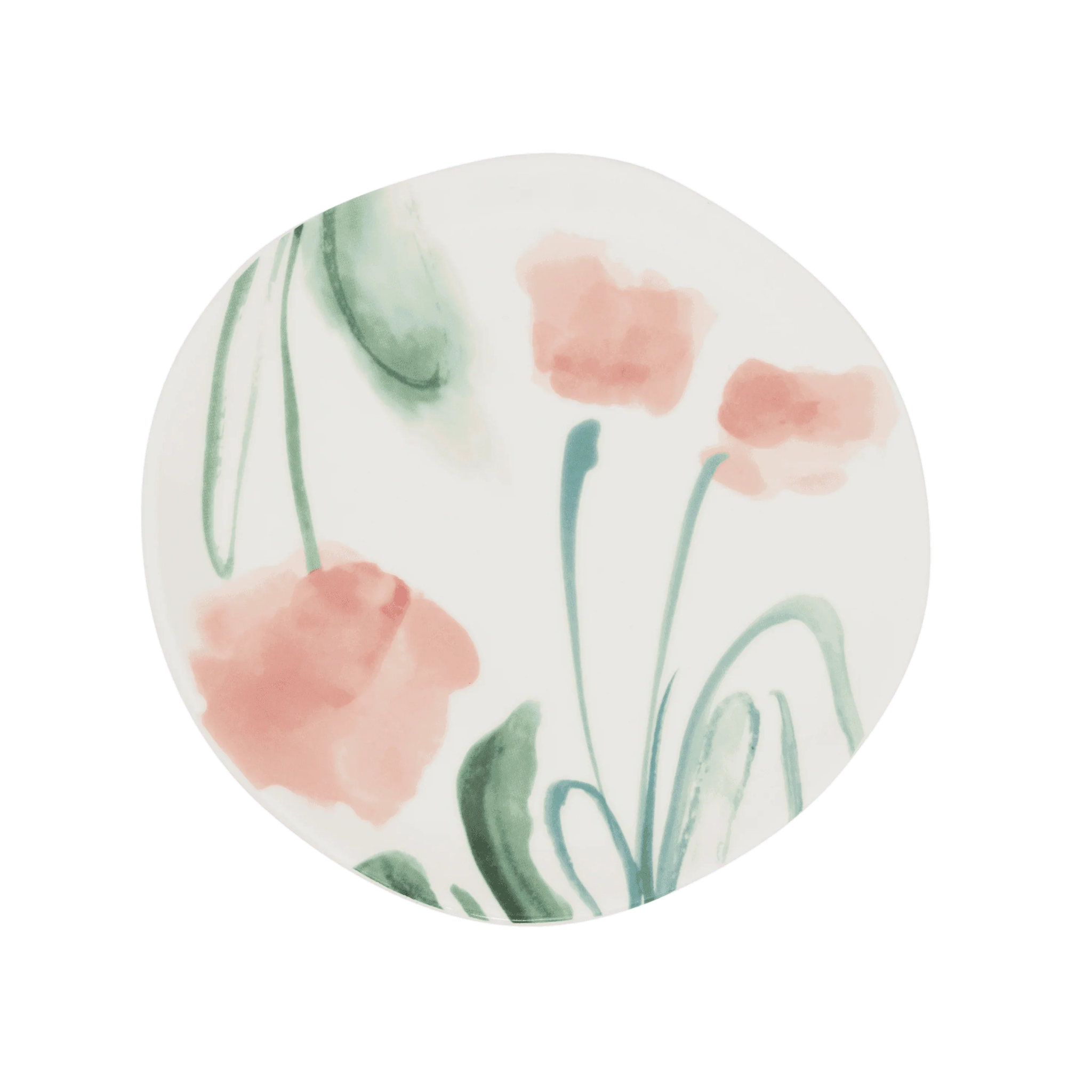 Good Morning bord Ø17 cm - wit / bloemen (set van 4)