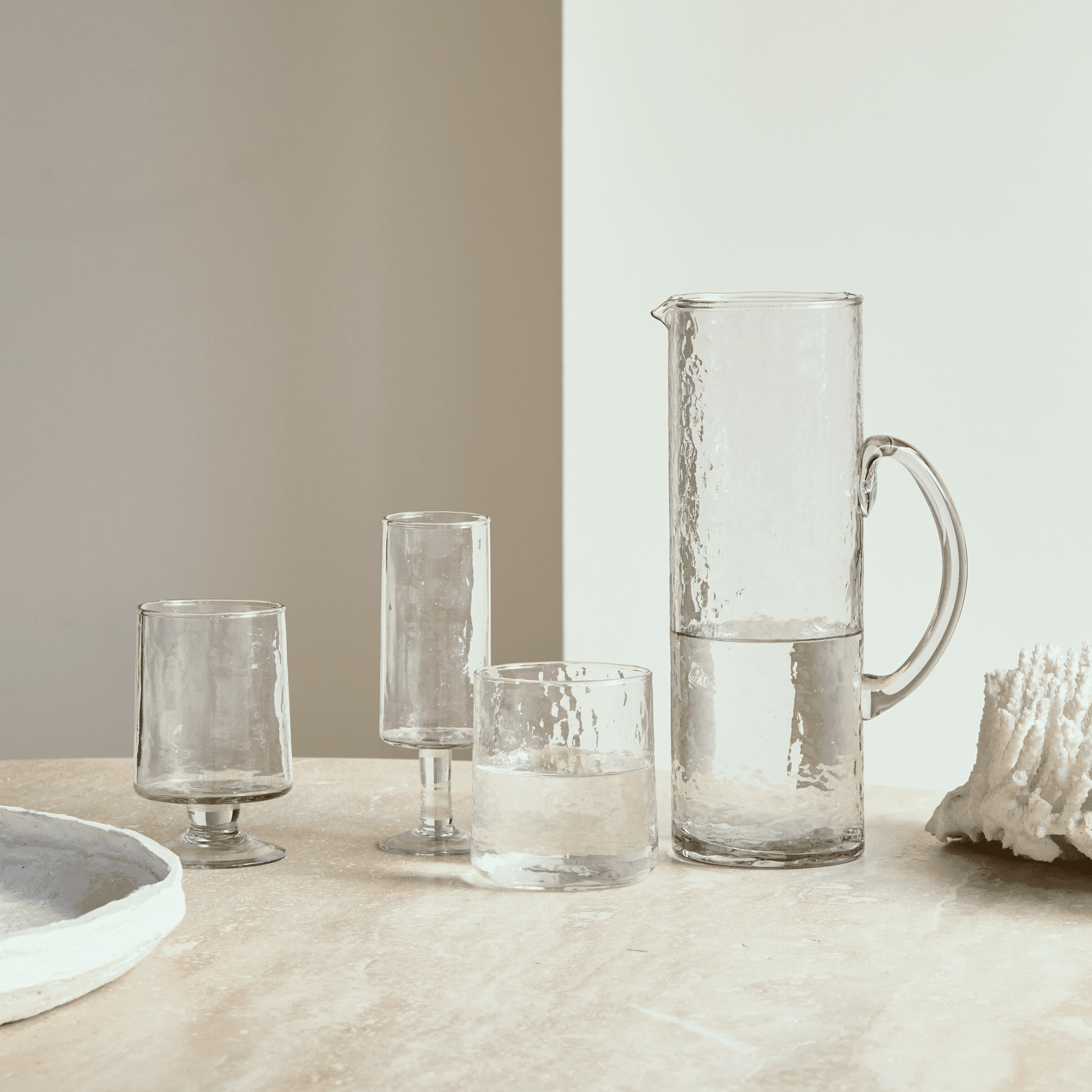 Gehamerd transparant wijnglas (set van 4)