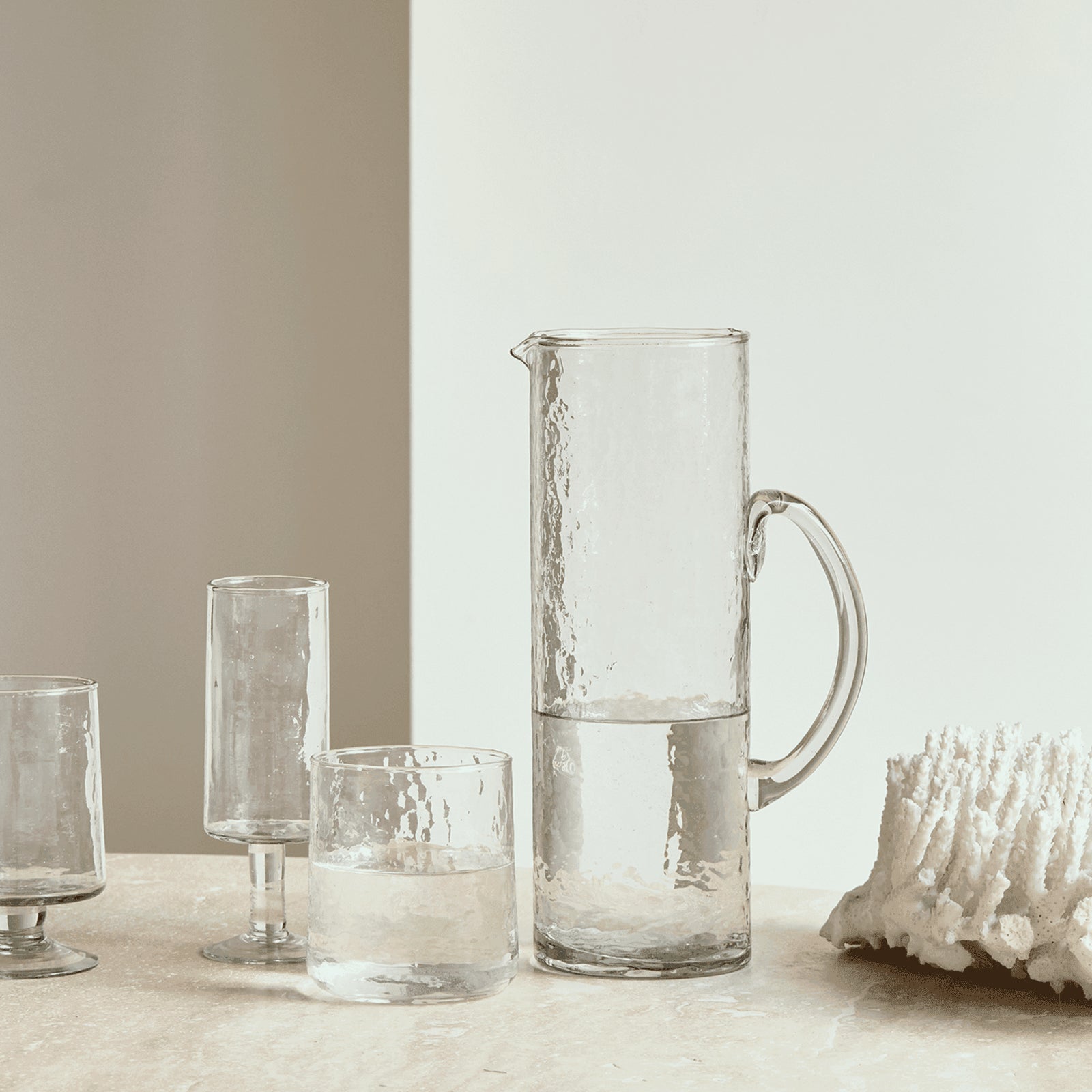 Champagneglas gehamerd transparant (set van 4)