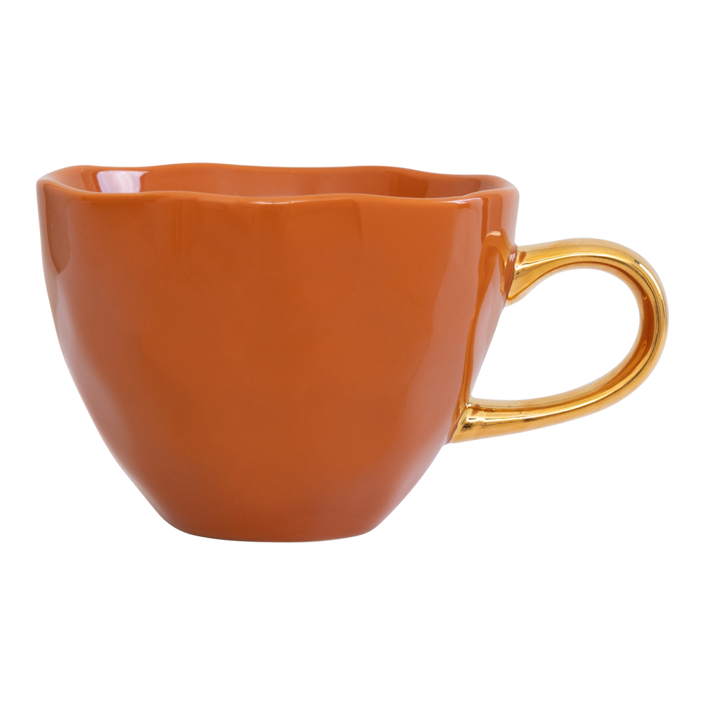 Good Morning kopje Cappuccino / Thee Ø11 cm - roestkleurig (set van 4)