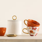 Good Morning kopje Cappuccino / Thee Ø11 cm - roestkleurig (set van 4)