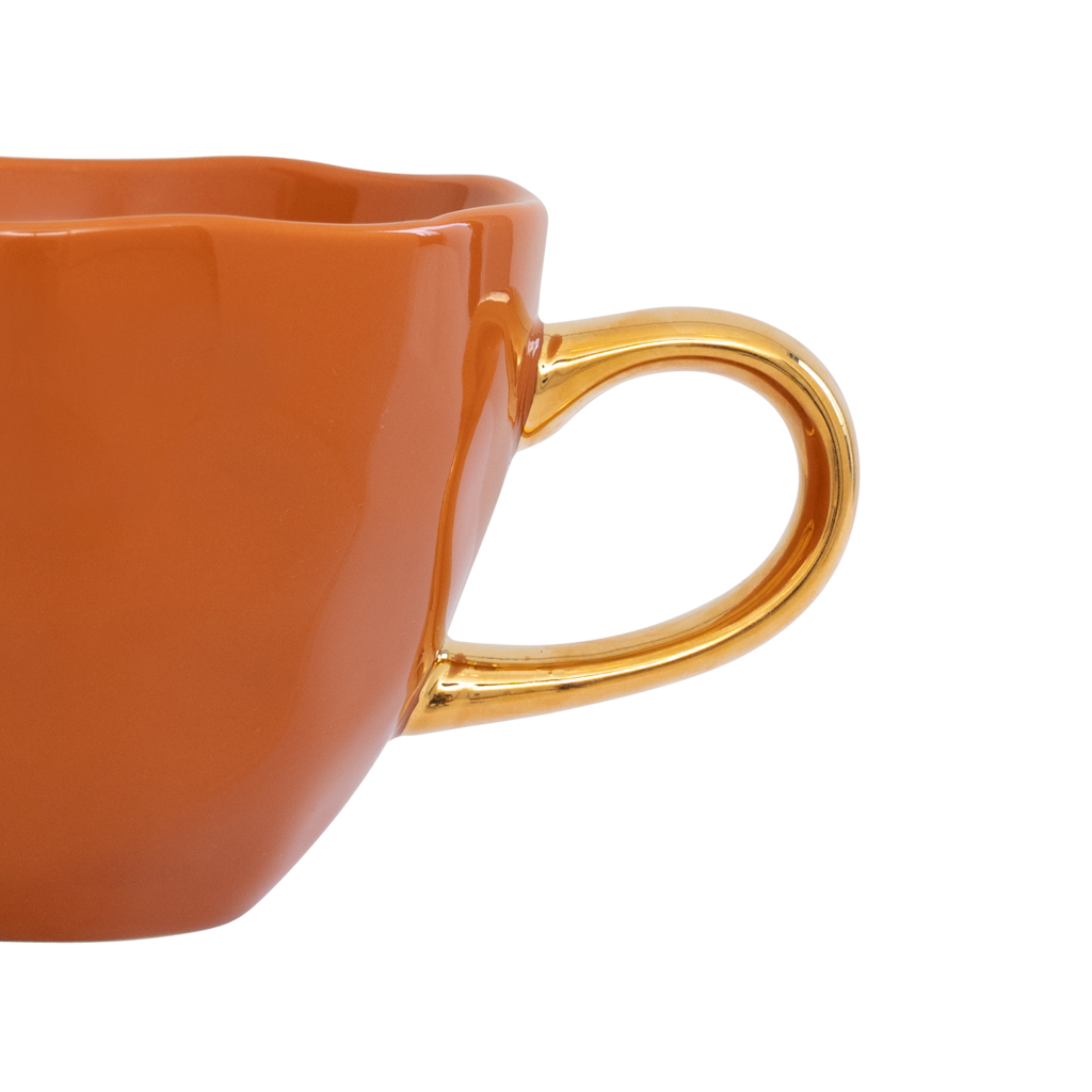 Good Morning kopje Cappuccino / Thee Ø11 cm - roestkleurig (set van 4)