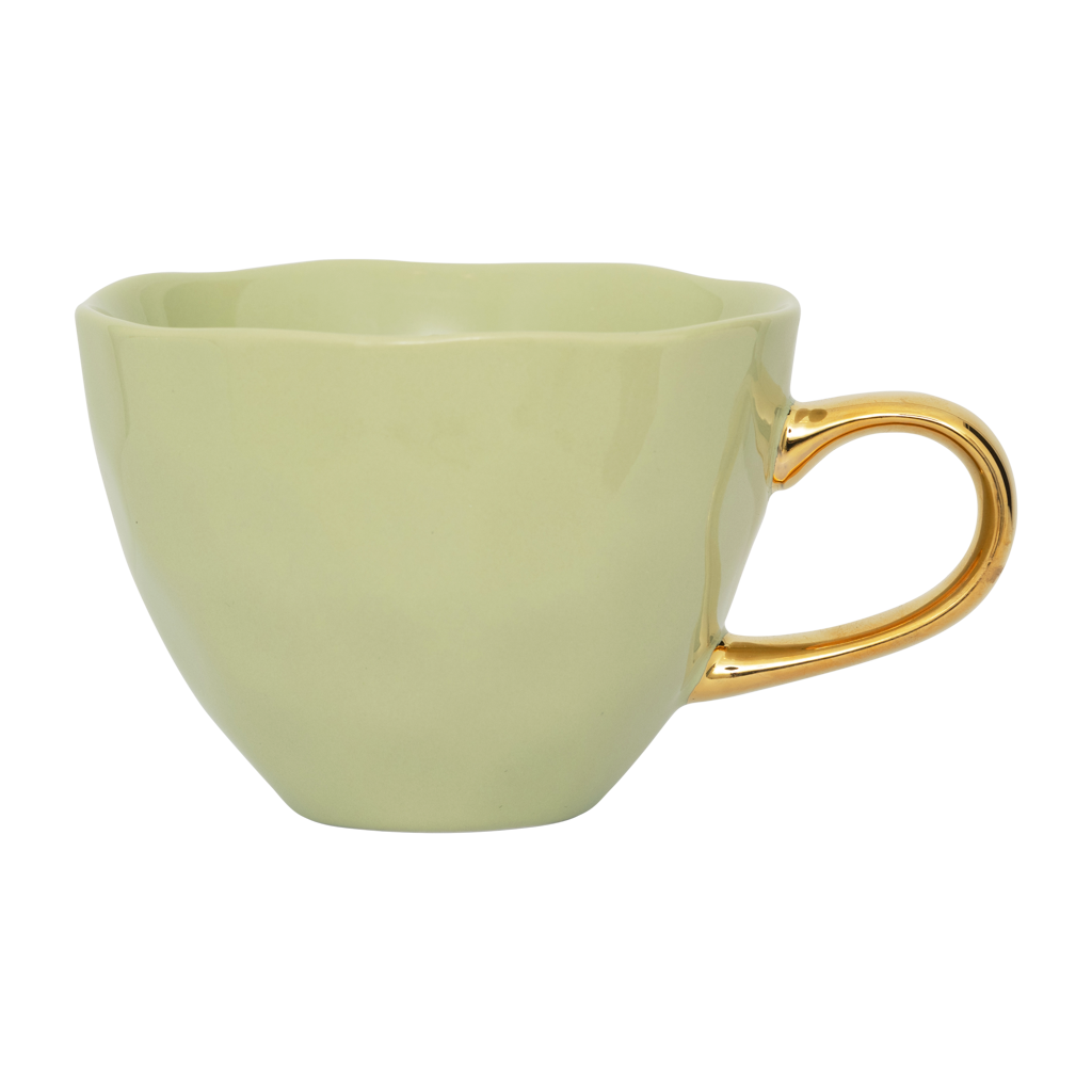 Good Morning kopje Cappuccino / Thee Ø11 cm - Lichtgroen (set van 4)