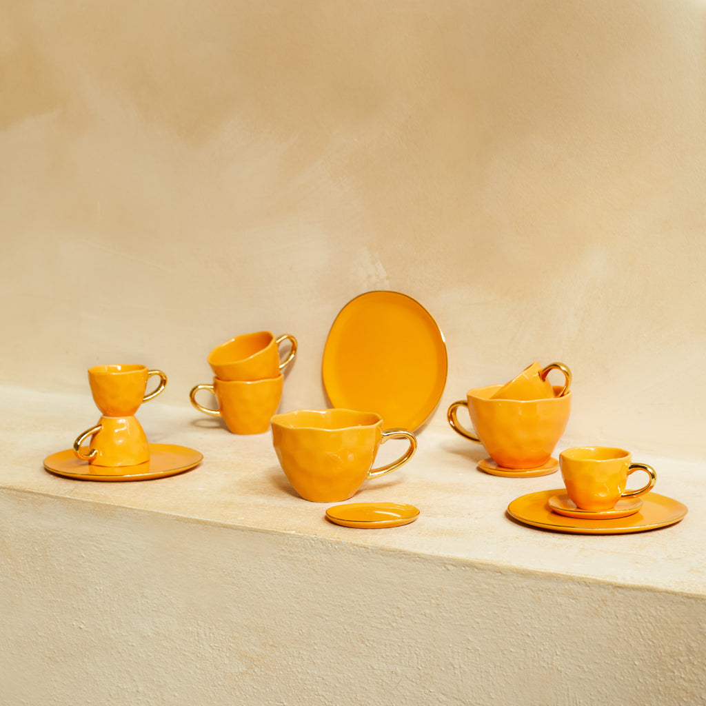 Good Morning cappuccino-/theekop Ø11 cm - karamel (set van 4)
