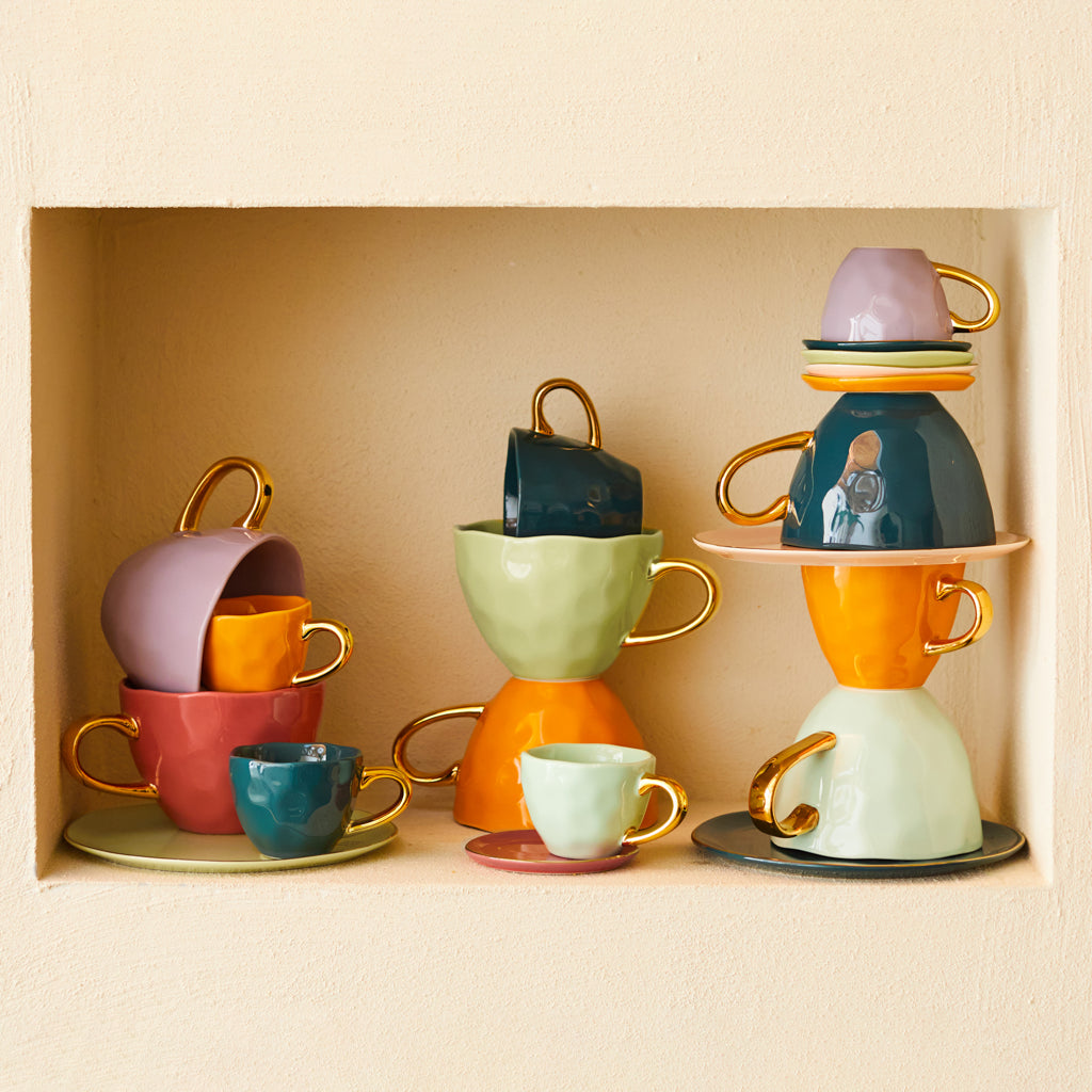 Good Morning cappuccino-/theekop Ø11 cm - karamel (set van 4)