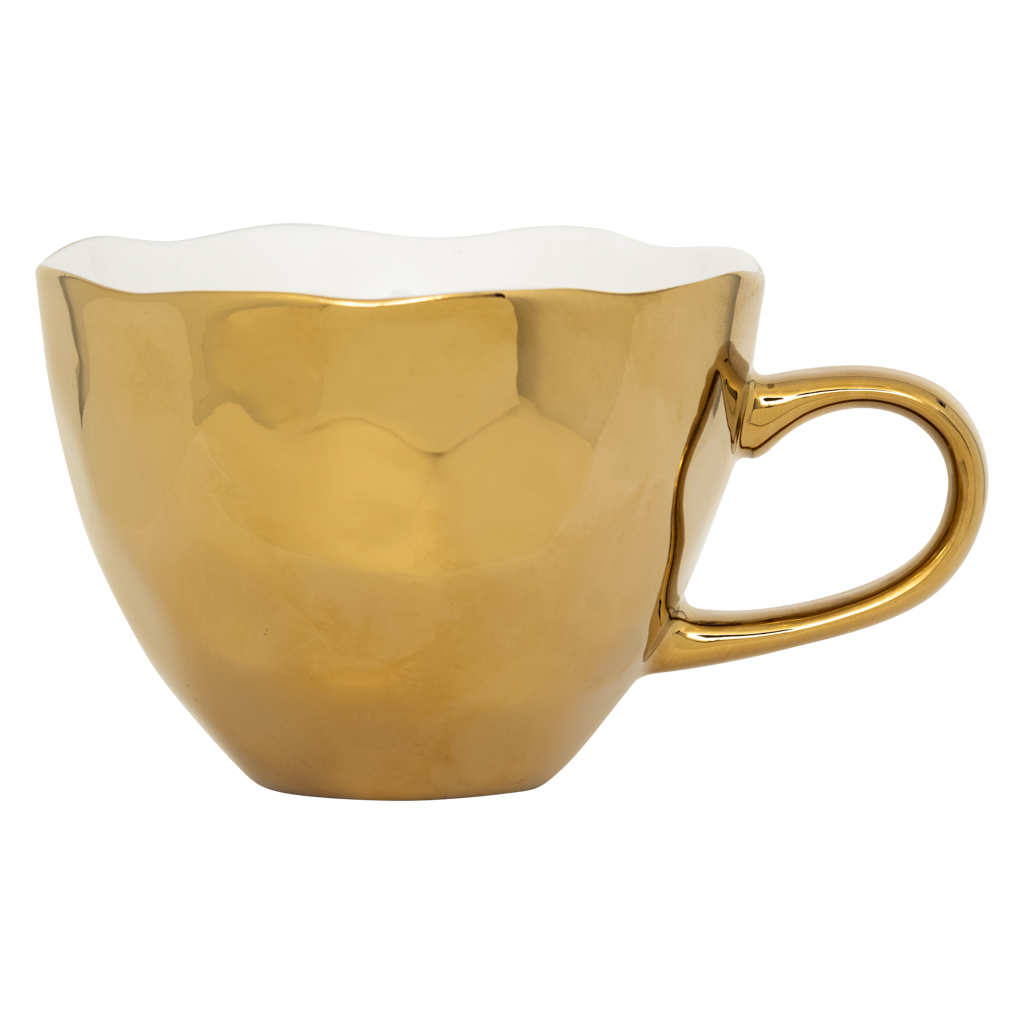 Good Morning kopje cappuccino/thee Ø11 cm - goud (set van 4)