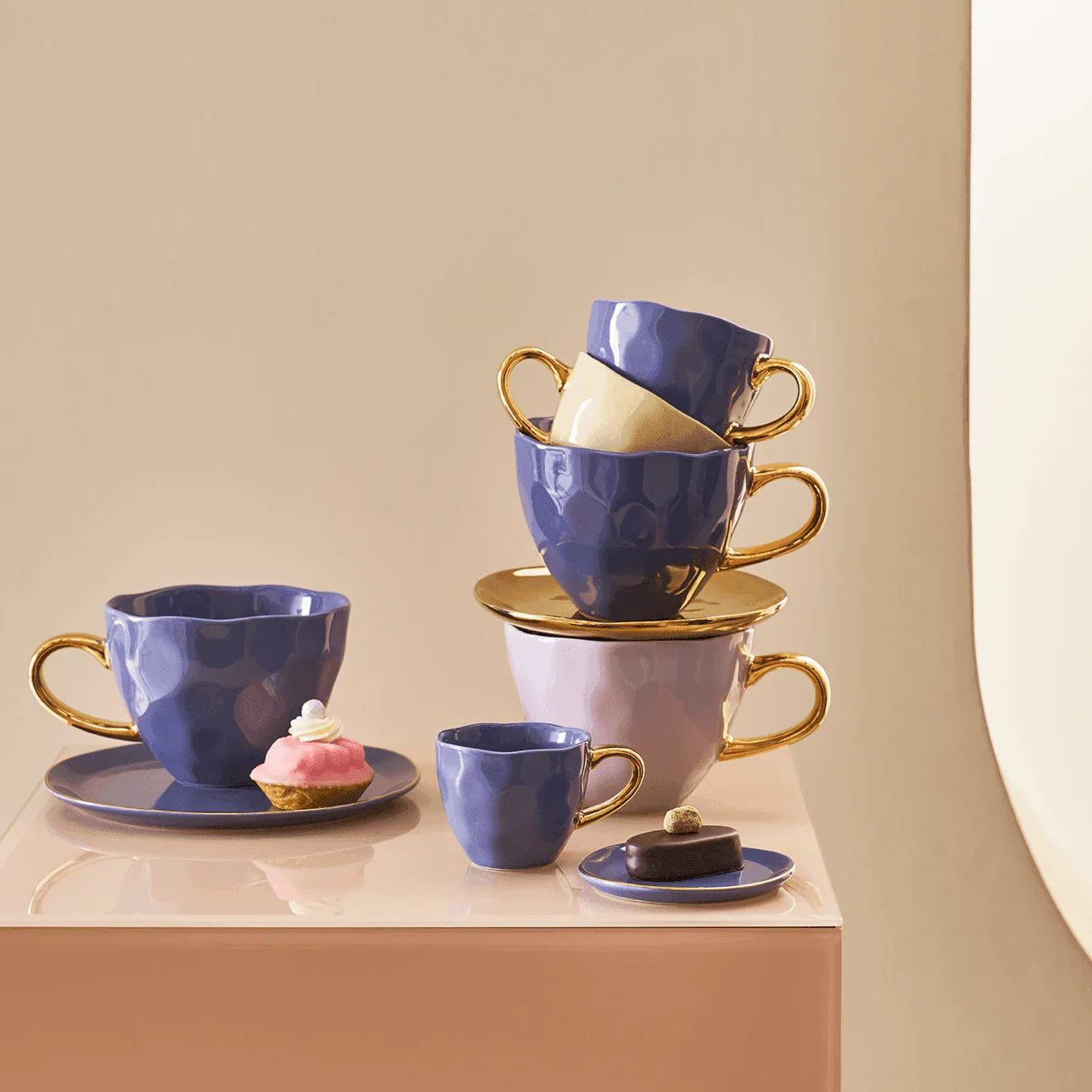 Good Morning espressokopje Ø6 cm - paars-blauw (set van 4)