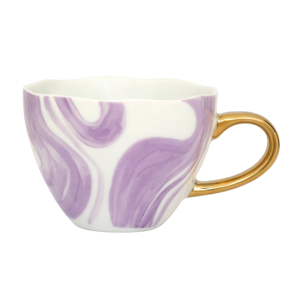 Good Morning-kopje Cappuccino/Thee Ø11 cm - Smaragdviolet (set van 4)