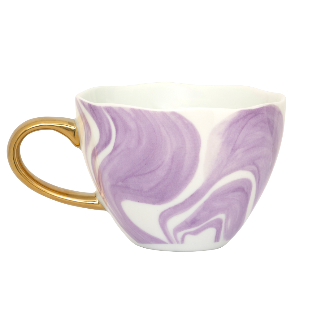 Good Morning-kopje Cappuccino/Thee Ø11 cm - Smaragdviolet (set van 4)