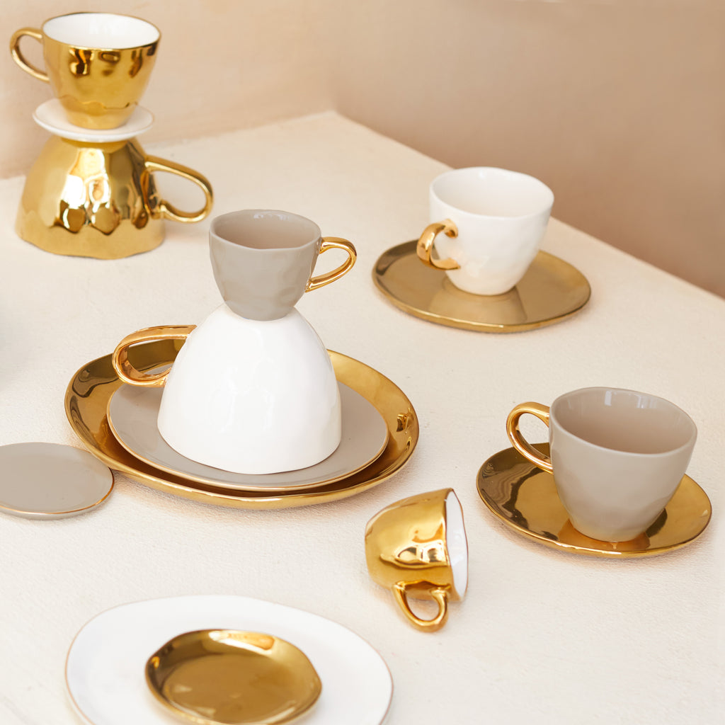 Good morning koffiekopje goud (set van 4)