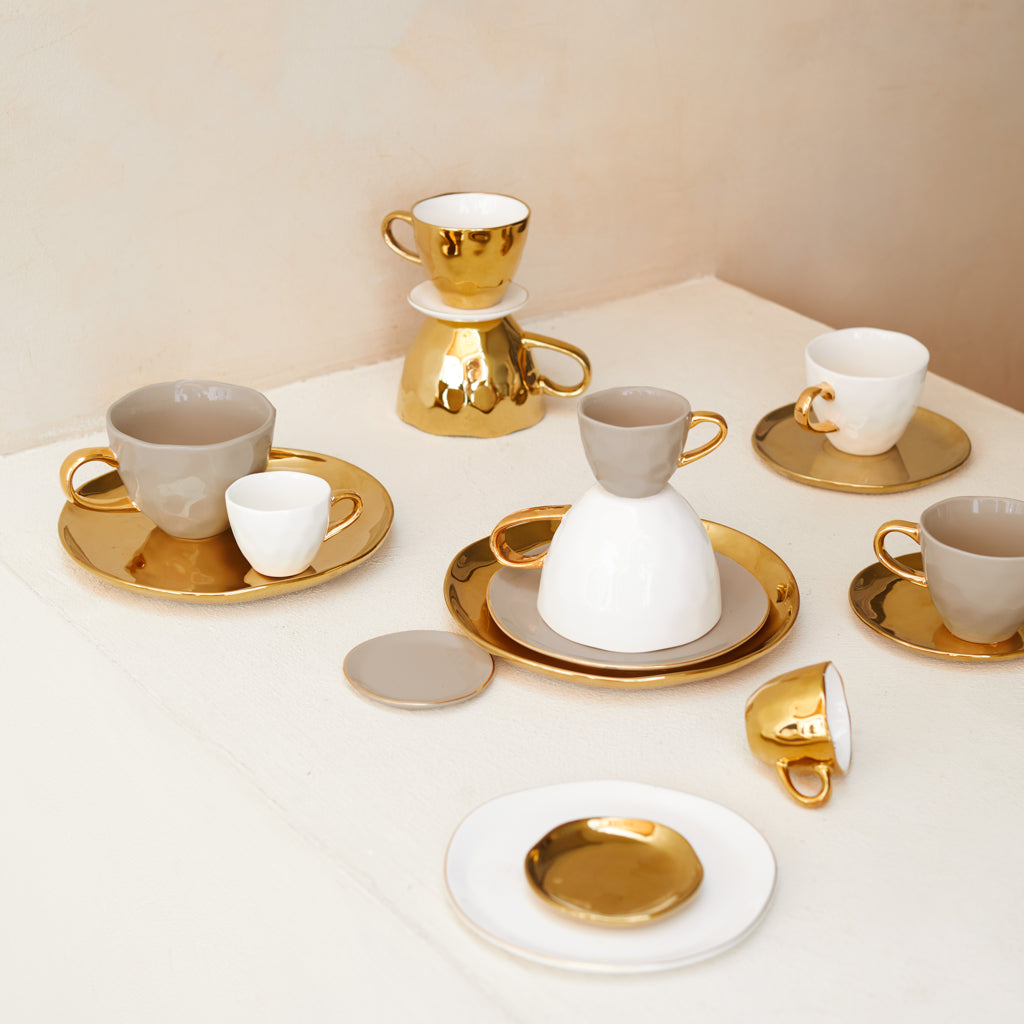 Good morning koffiekopje goud (set van 4)
