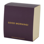 Good Morning-kopje (cappuccino/thee) met schotel, motief 'groenblijvend takje', set van 4, in cadeauverpakking