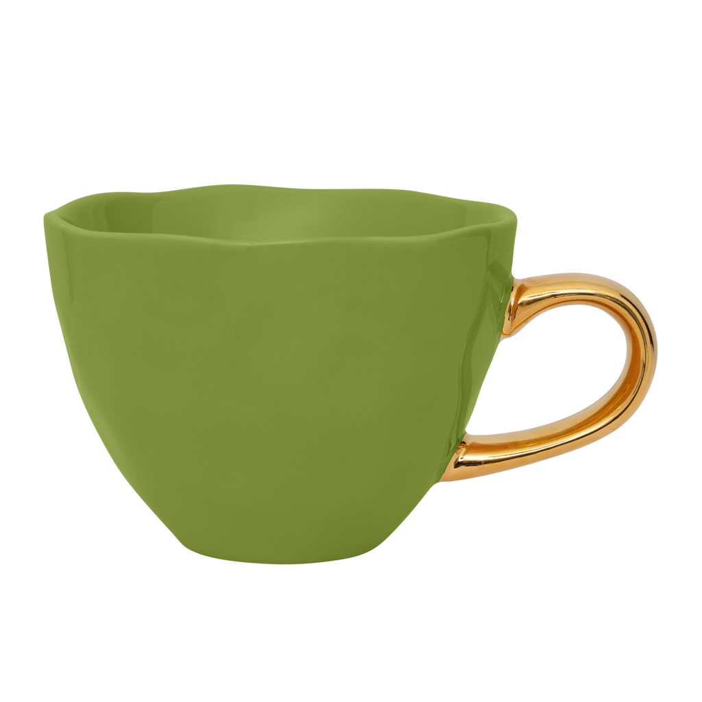 Goedemorgen kopje cappuccino/thee Ø11 cm - Ever Green Sprig (set van 4)