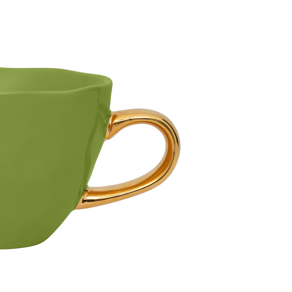 Goedemorgen kopje cappuccino/thee Ø11 cm - Ever Green Sprig (set van 4)