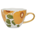 Good morning-kopje cappuccino/thee, floraal ontwerp, karamel