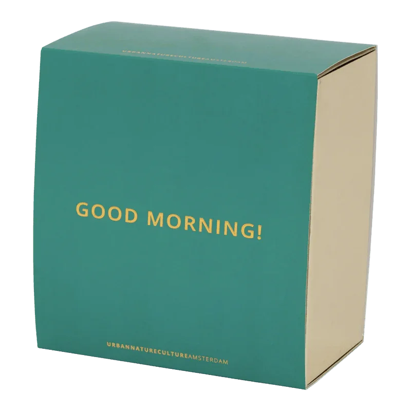 Good Morning-kopje (cappuccino/thee) en schotel Valuri, smaragdgroen, set van 4, in geschenkverpakking