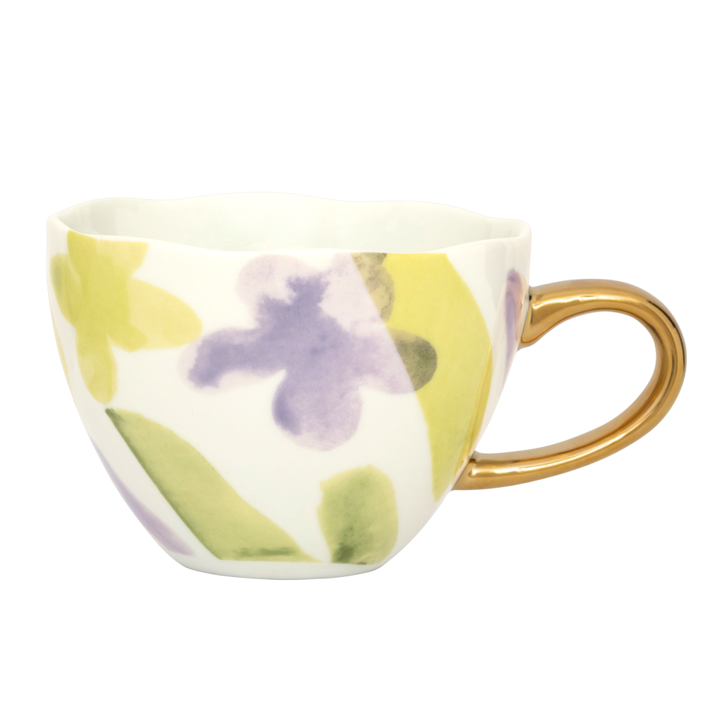 Good Morning-kopje voor cappuccino/thee en bordje Liatris/Kusha, set van 4, in cadeauverpakking