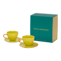 Good Morning cappuccino-/theekop en schotel liatris/lime light, set van 4, in geschenkverpakking