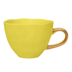 Good Morning cappuccino-/theekop en schotel liatris/lime light, set van 4, in geschenkverpakking