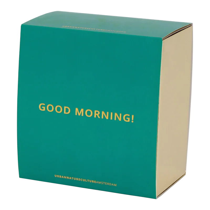 Good Morning cappuccino-/theekop en schotel liatris/lime light, set van 4, in geschenkverpakking