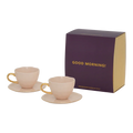 Good Morning-kop cappuccino/thee en bord papaja/oudroze, set van 4, in geschenkverpakking