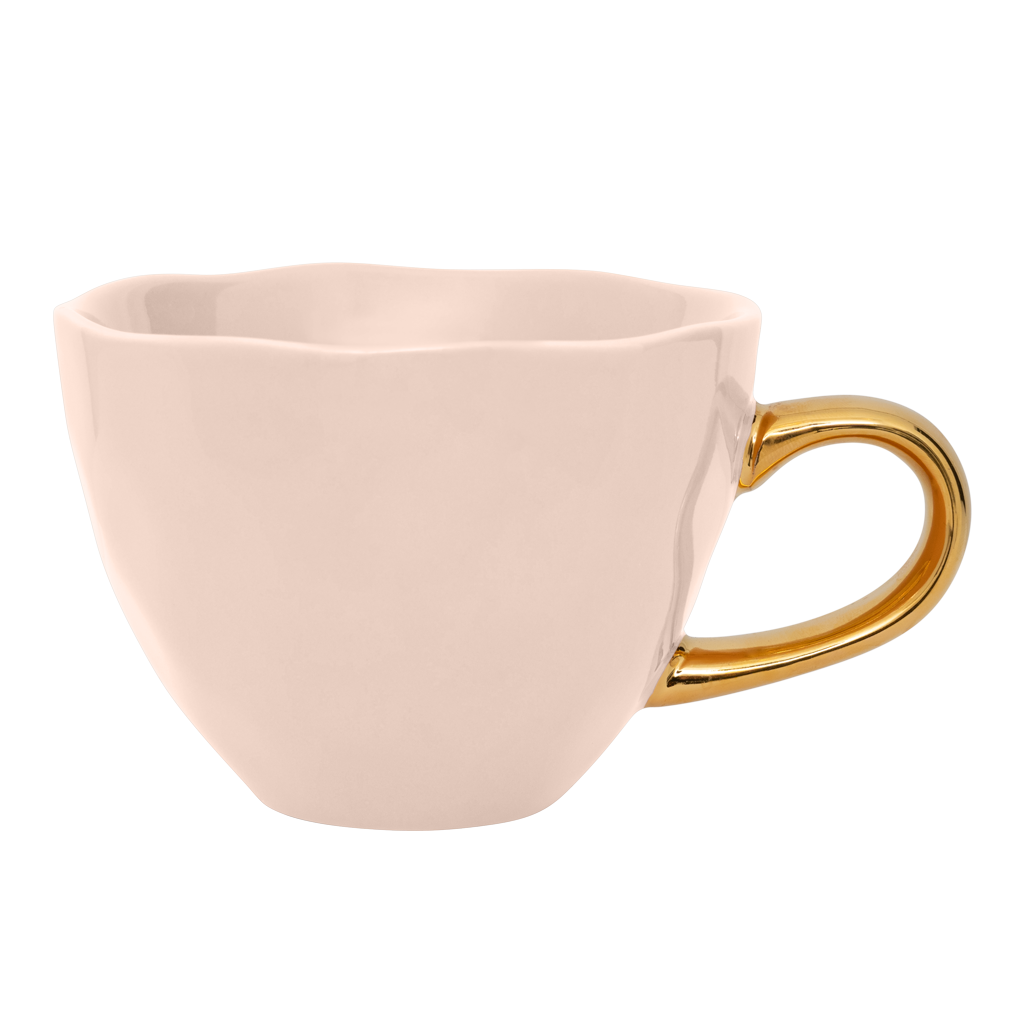 Good Morning-kop cappuccino/thee en bord papaja/oudroze, set van 4, in geschenkverpakking