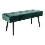 Skiby Bank - Bank, fluweel, donkergroen, zwarte poten 100x35x44 cm, HN1206