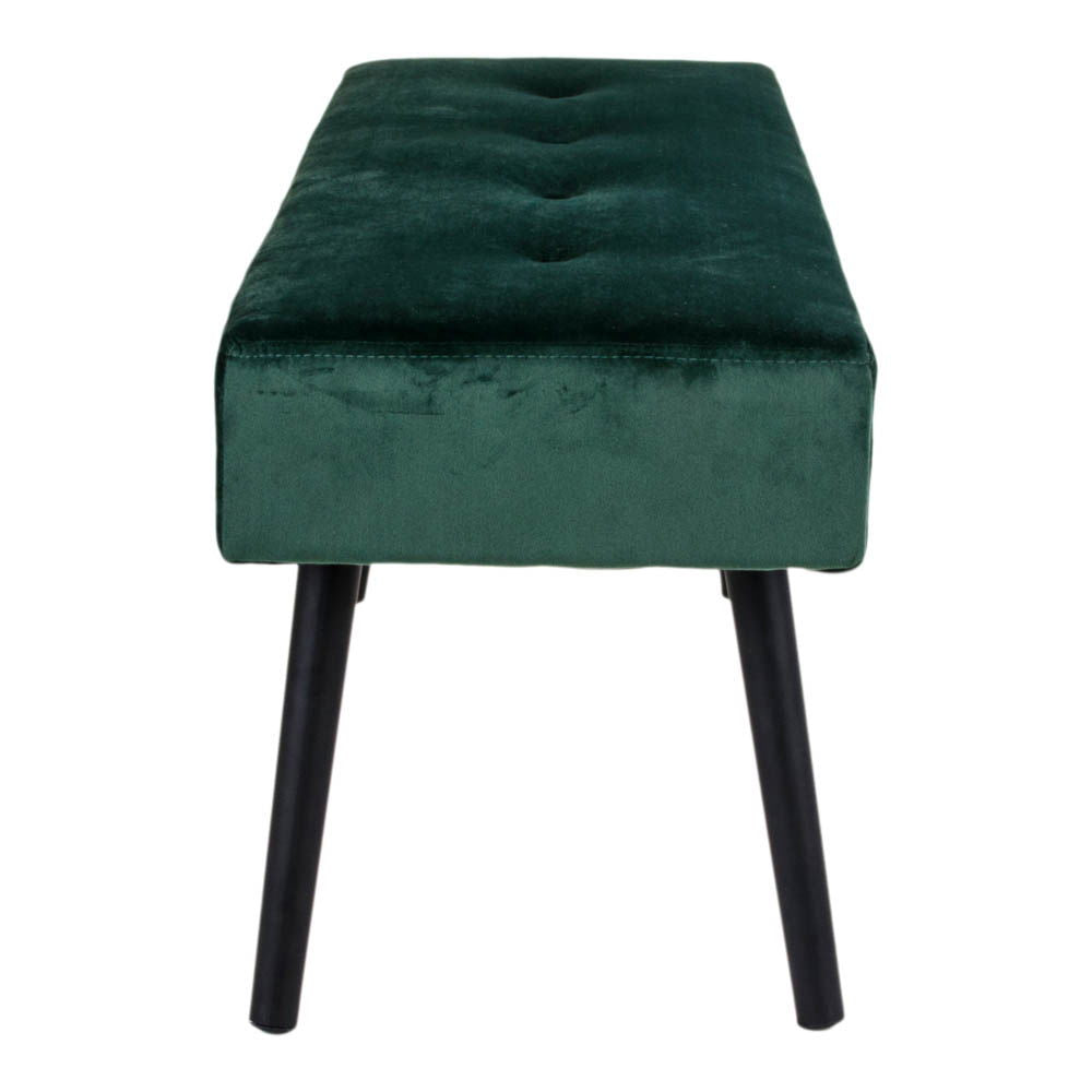 Skiby Bank - Bank, fluweel, donkergroen, zwarte poten 100x35x44 cm, HN1206