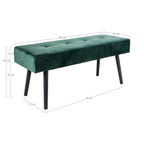 Skiby Bank - Bank, fluweel, donkergroen, zwarte poten 100x35x44 cm, HN1206