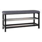 Padova Bench - bank met kussen en 2 planken, grijs, zwarte poten, 100x34x50 cm
