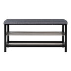 Padova Bench - bank met kussen en 2 planken, grijs, zwarte poten, 100x34x50 cm
