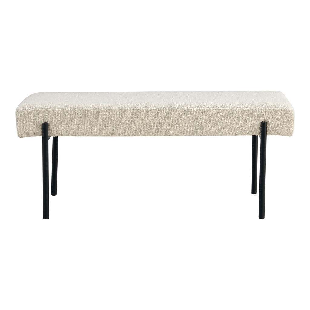 Swindon Bench - Bank, bouclé, wit, zwarte poten 100x36x42,5 cm, HN1232