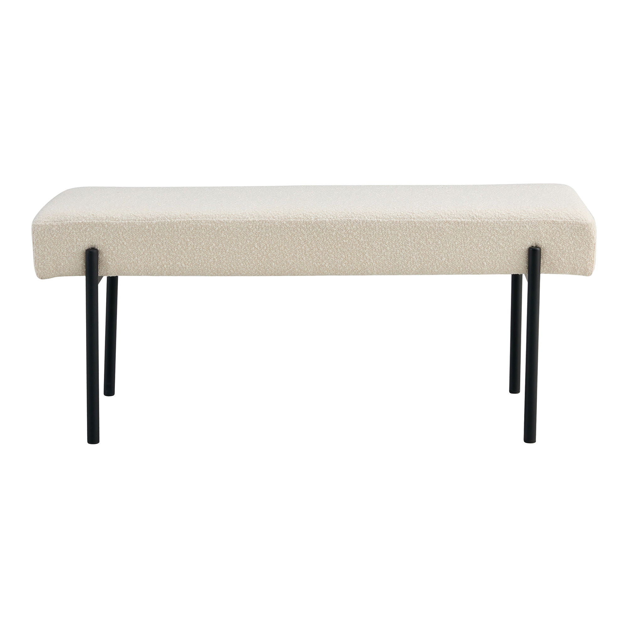 Swindon Bench - Bank, bouclé, wit, zwarte poten 100x36x42,5 cm, HN1232