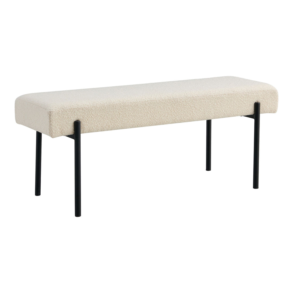 Swindon Bench - Bank, bouclé, wit, zwarte poten 100x36x42,5 cm, HN1232