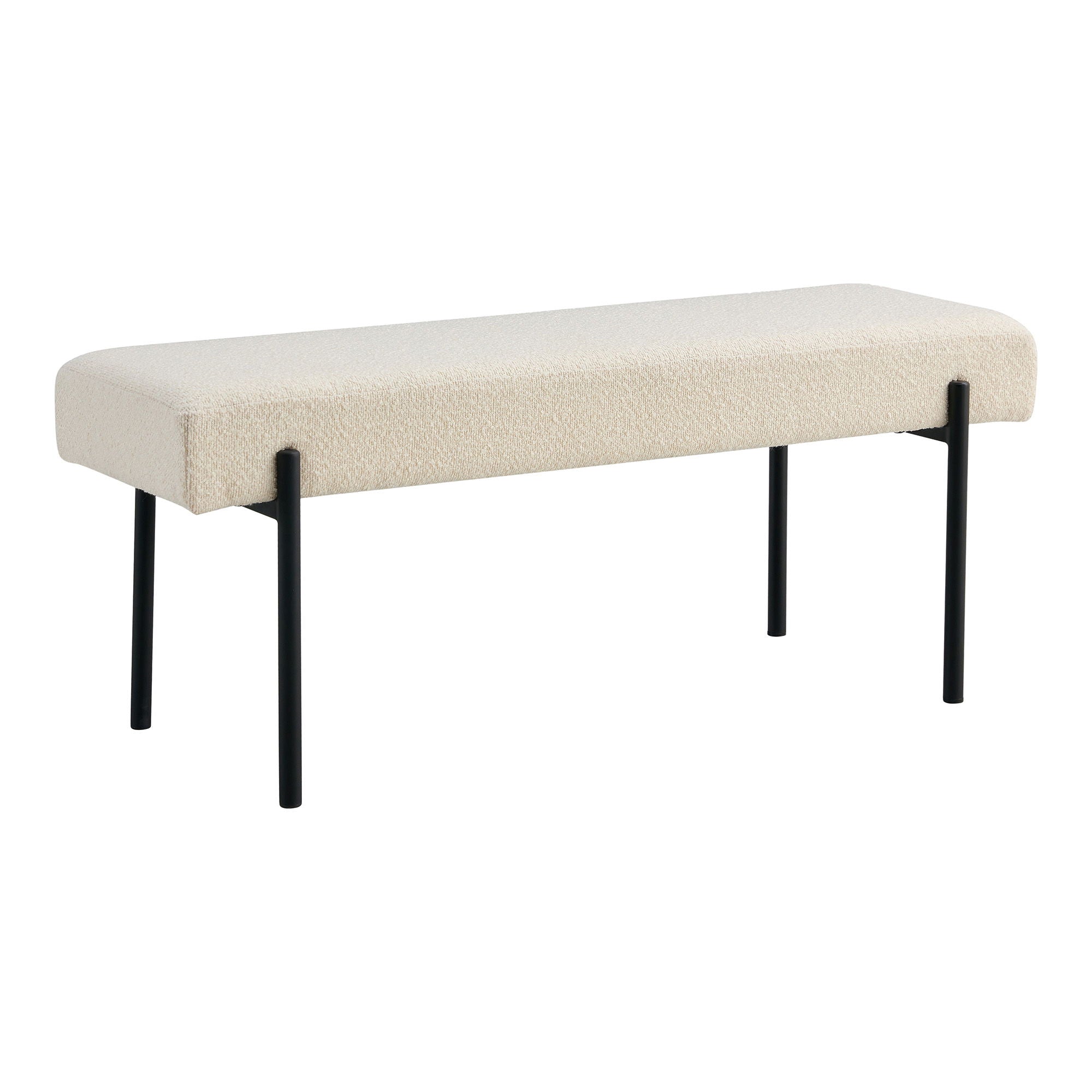 Swindon Bench - Bank, bouclé, wit, zwarte poten 100x36x42,5 cm, HN1232