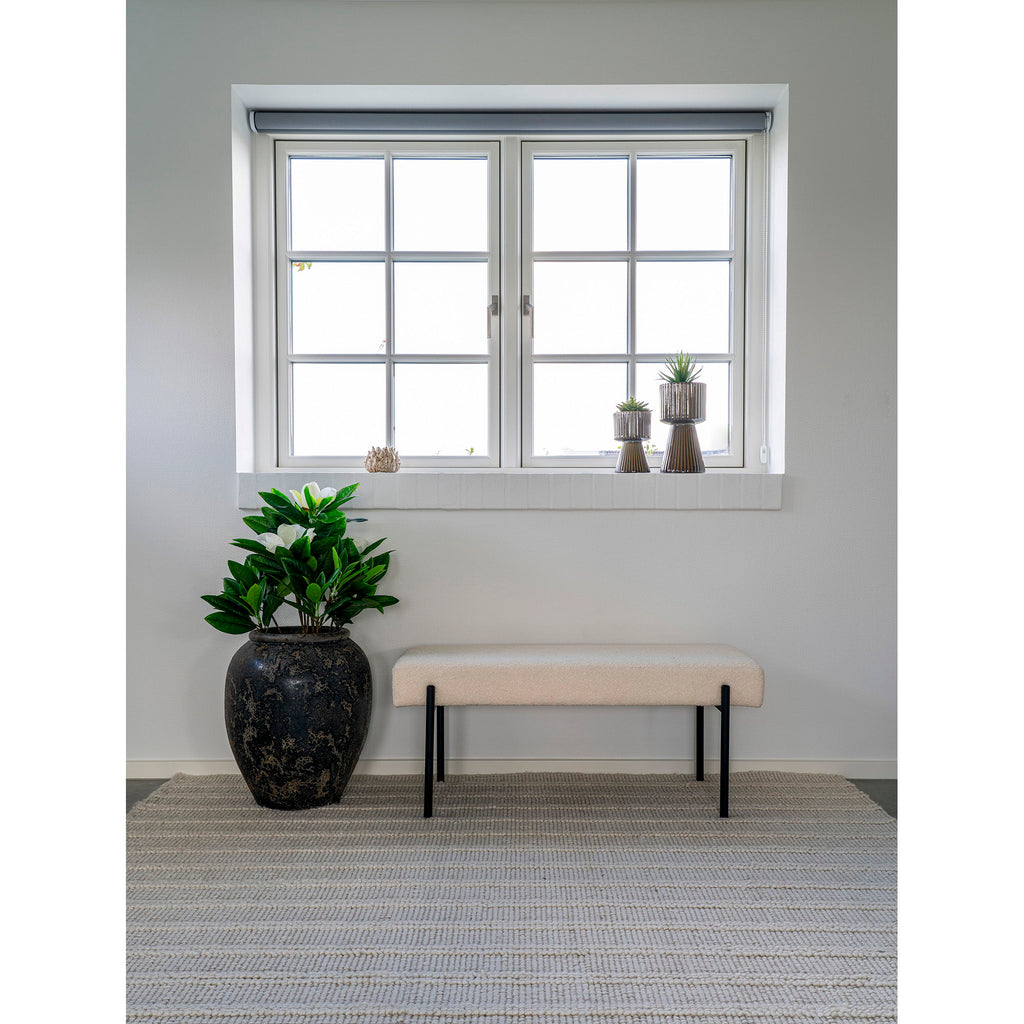 Swindon Bench - Bank, bouclé, wit, zwarte poten 100x36x42,5 cm, HN1232