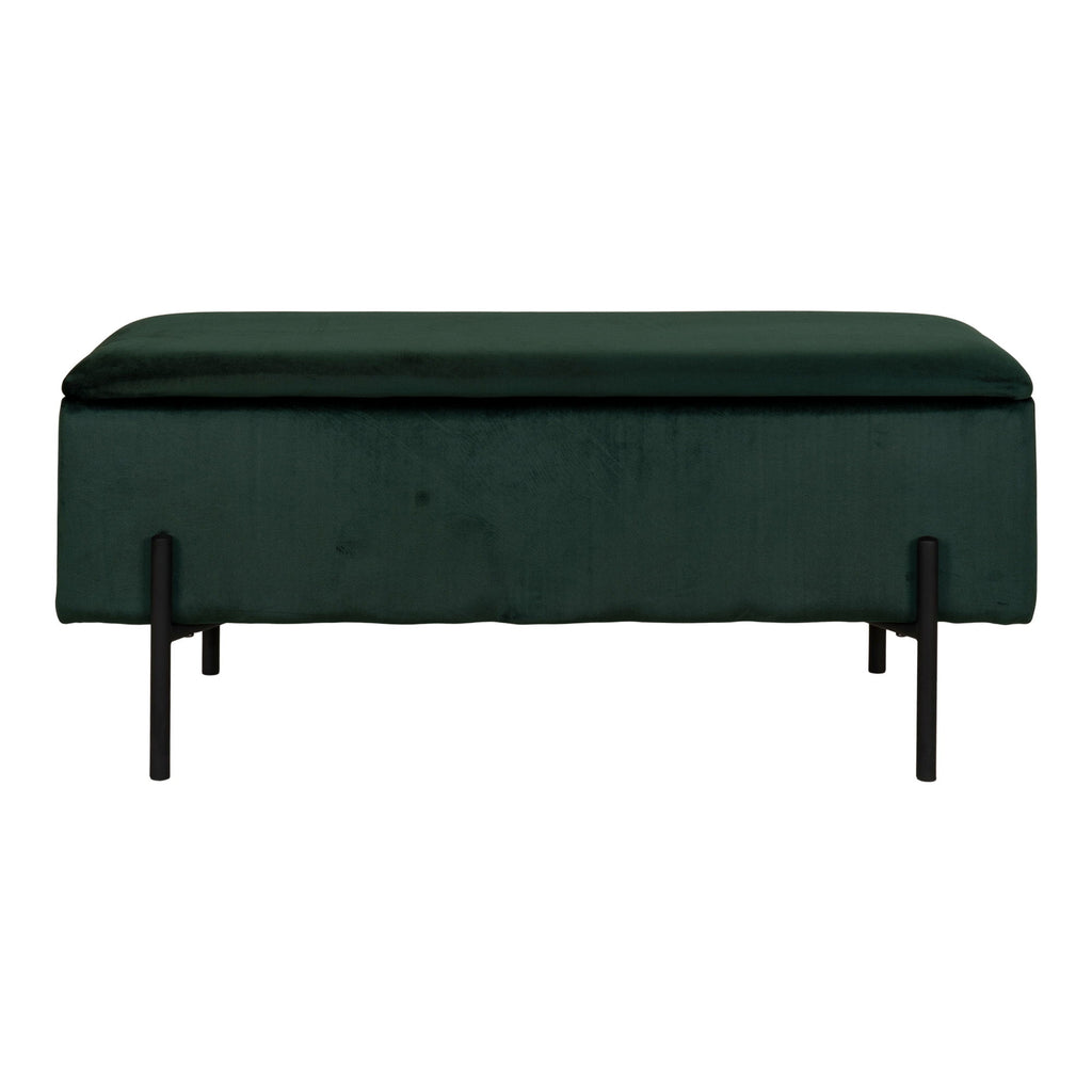 Watford Bank - bank met opbergruimte, velours, groen 95x36,5x43 cm, HN1206